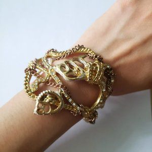 Gold Chain Skull Snake Shelf Cuff Bangle Bracelet